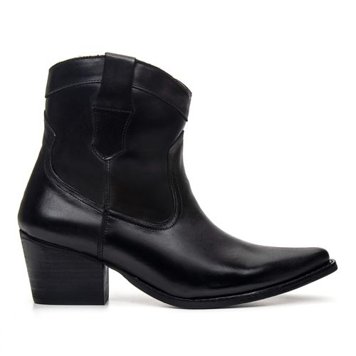 BOTA FEMININA WESTERN CANO BAIXO COURO PRETO