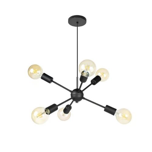 PENDENTE SPUTNIK PRETO 6 LAMPADAS E27 - Marjo Material de Construção