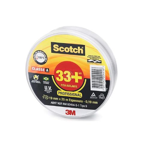 FITA ISOLANTE 33+ 19MM X 20M ESPESSURA - 0,19MM 3M (60454-3-1) TIPO 9 - Marjo Material de Construção