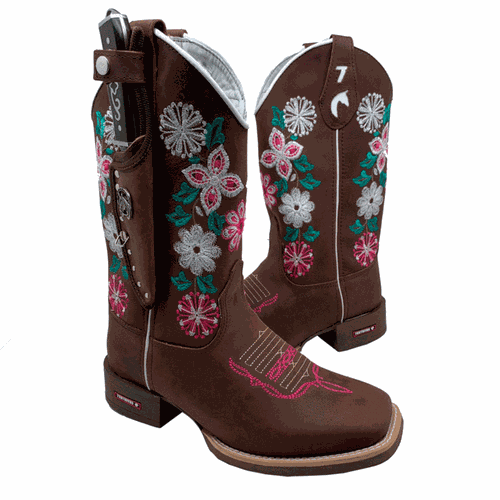 KIT TEXANA FLORES + BAINHA + FACA - BTF69 - Botas Texanas Bruto