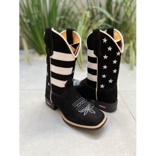 BOTA TEXANA EM COURO BORDADO ESTADOS UNIDOS PRETA ... - Botas Texanas Bruto
