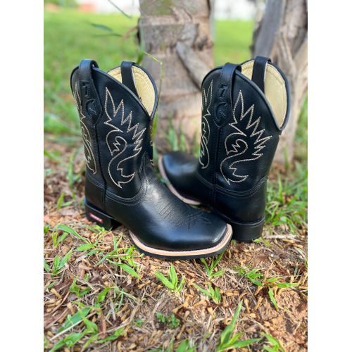 TEXANA CAPOTINHA EM COURO PRETO BORDADA - CAPO14 - Botas Texanas Bruto