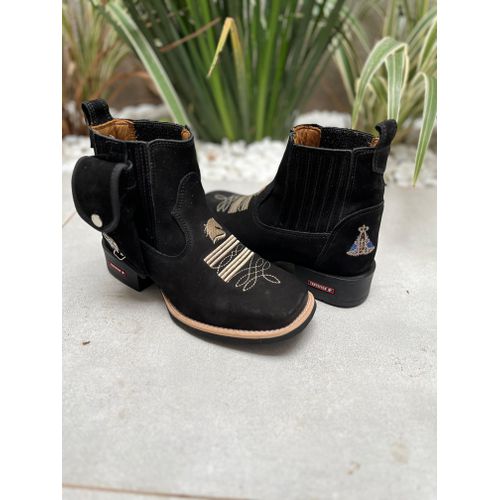 KIT BOTINA EM COURO BORDADO FLORAO COM CAVALO E NO... - Botas Texanas Bruto