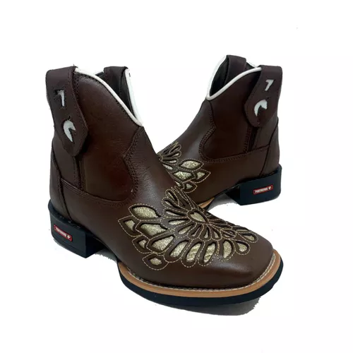 BOTINA CANO MEDIO A LASER GLITTER DOURADO - bcm8 - Botas Texanas Bruto
