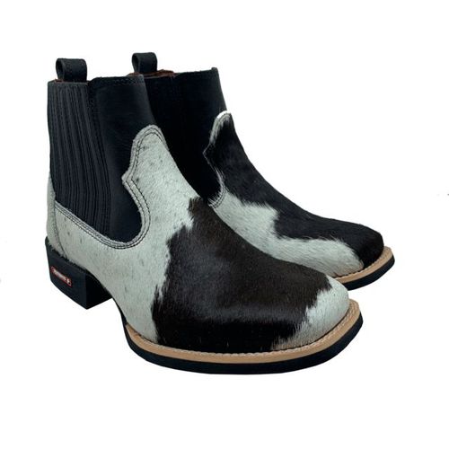 BOTINA EM COURO PELO DE VACA - bf27 - Botas Texanas Bruto