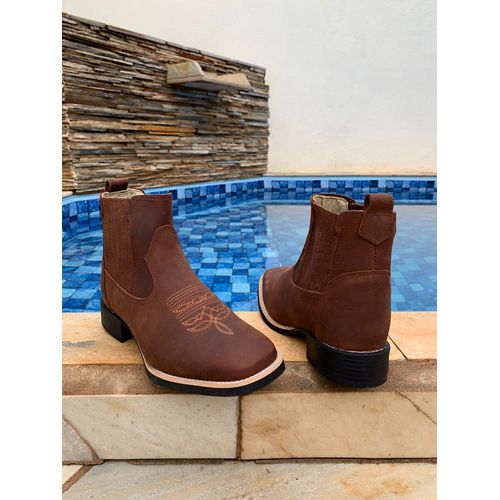BOTINA COURO MARROM BÁSICA - BM6 - Botas Texanas Bruto