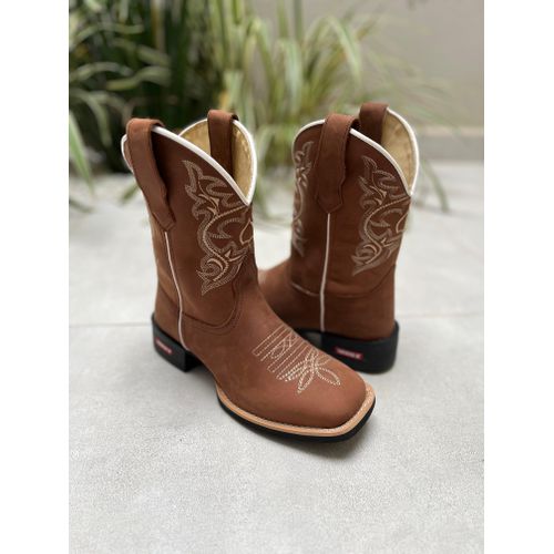 TEXANA CAPOTINHA EM COURO BORDADOS BEGE - CAPO11 - Botas Texanas Bruto