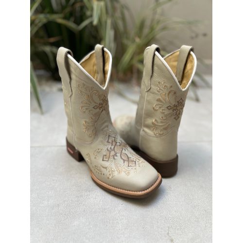 TEXANA CAPOTINHA EM COURO OFF WHITE CRUZ + RAMOS -... - Botas Texanas Bruto