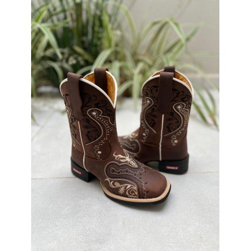 TEXANA CAPOTINHA EM COURO BORDADO TRIBAL - CAPO15 - Botas Texanas Bruto