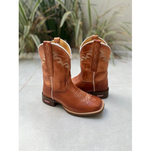 TEXANA CAPOTINHA EM COURO PINHAO QUEIMADO BORDADO ... - Botas Texanas Bruto