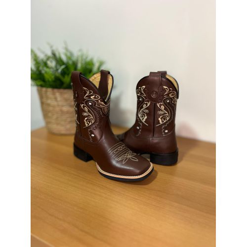 BOTA TEXANA EM COURO LÁTEGO MARROM CANO CAPOTINHA ... - Botas Texanas Bruto