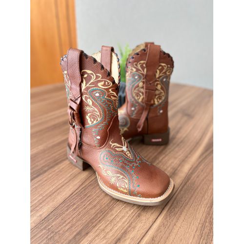 BOTA TEXANA EM COURO MUSTANG CANO CAPOTINHA BORDAD... - Botas Texanas Bruto
