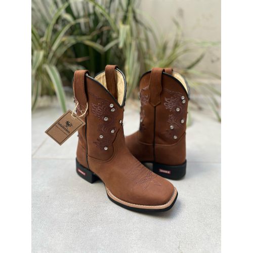BOTA TEXANA CANO CAPOTINHA EM COURO E BORDADO RAMO... - Botas Texanas Bruto