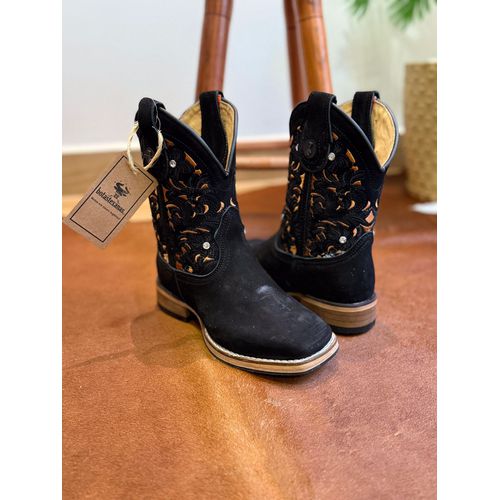 BOTA TEXANA CANO CAPOTINHA EM COURO NOBUCK PRETO B... - Botas Texanas Bruto