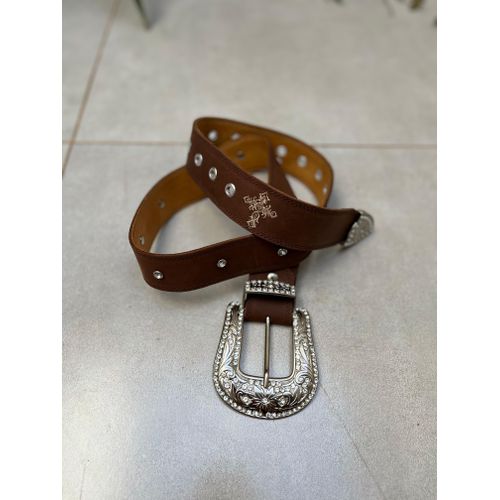 CINTO EM COURO HORSE NESCAU BORDADO CRUZ - CINTO22 - Botas Texanas Bruto