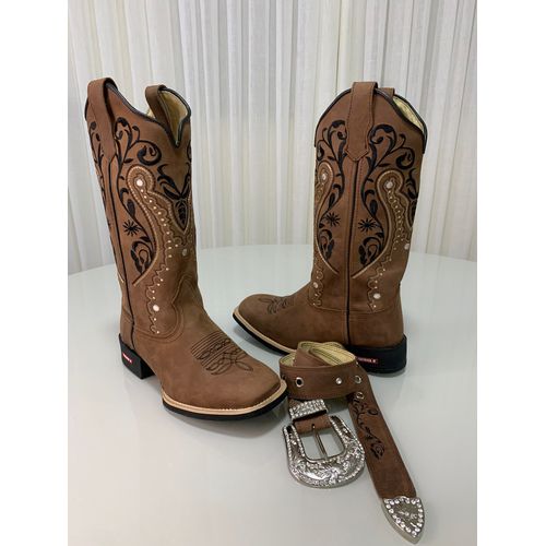 COMBO BOTA TEXANA + CINTO EM COURO BORDADO TRIBAL ... - Botas Texanas Bruto