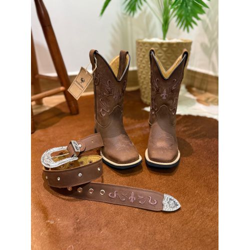 COMBO BOTA TEXANA EM COURO HORSE NESCAU BORDADO MA... - Botas Texanas Bruto