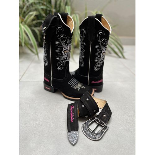 COMBO BOTA TEXANA + CINTO EM COURO BORDADO CRUZ E ... - Botas Texanas Bruto