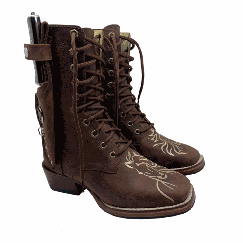 KIT COTURNO EM COURO CAVALO COM SOLADO DE MADEIRA ... - Botas Texanas Bruto