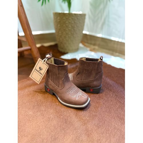 BOTINA INFANTIL EM COURO BORDADO BÁSICO - BI11 - Botas Texanas Bruto
