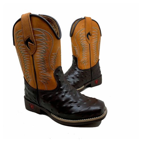 TEXANA INFANTIL EM COURO - ESTILIZADA AVESTRUZ - t... - Botas Texanas Bruto