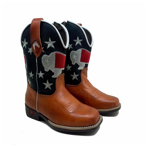 TEXANA INFANTIL EM COURO BORDADO BOI E ESTRELAS - ... - Botas Texanas Bruto