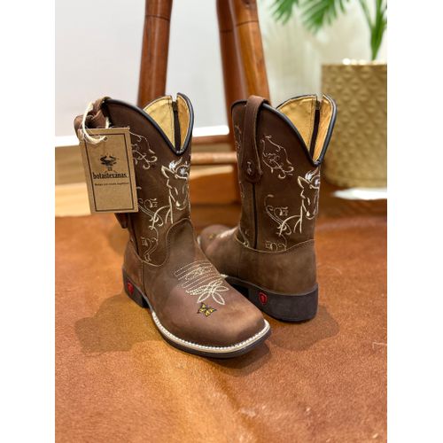 KIT TEXANA INFANTIL EM COURO HORSE NESCAU BORDADO ... - Botas Texanas Bruto