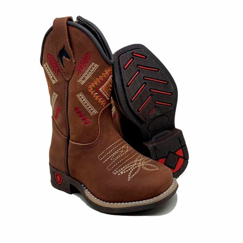 TEXANA INFANTIL EM COURO MARROM BORDADOS - TI6 - Botas Texanas Bruto
