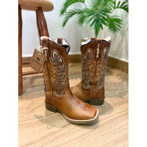 PRONTA ENTREGA - BOTA TEXANA EM COURO CARAMELO A L... - Botas Texanas Bruto
