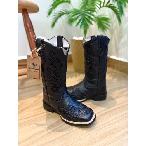 PRONTA ENTREGA - BOTA TEXANA EM COURO ALL BLACK A ... - Botas Texanas Bruto
