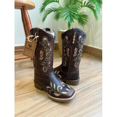 PRONTA ENTREGA - BOTA TEXANA EM COURO MARROM A LAS... - Botas Texanas Bruto