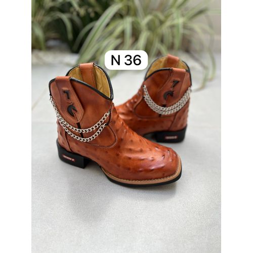 PRONTA ENTREGA - BOTINA CANO MÉDIO EM COURO ESTILI... - Botas Texanas Bruto