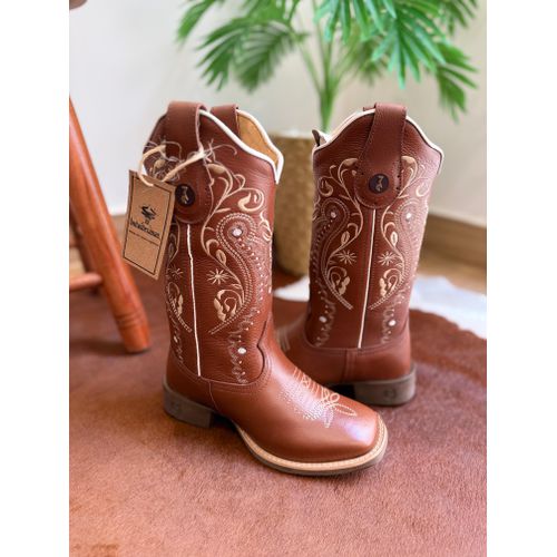 PRONTA ENTREGA - BOTA TEXANA EM COURO MUSTANG BORD... - Botas Texanas Bruto