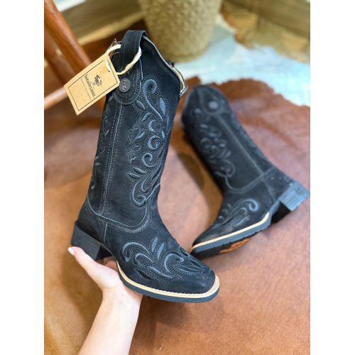 PRONTA ENTREGA - BOTA TEXANA EM COURO NOBUCK PRETO... - Botas Texanas Bruto