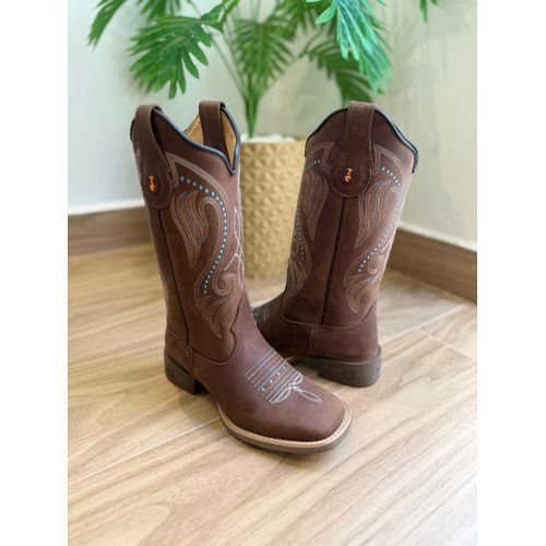 PRONTA ENTREGA - BOTA TEXANA EM COURO MARROM BORDA... - Botas Texanas Bruto