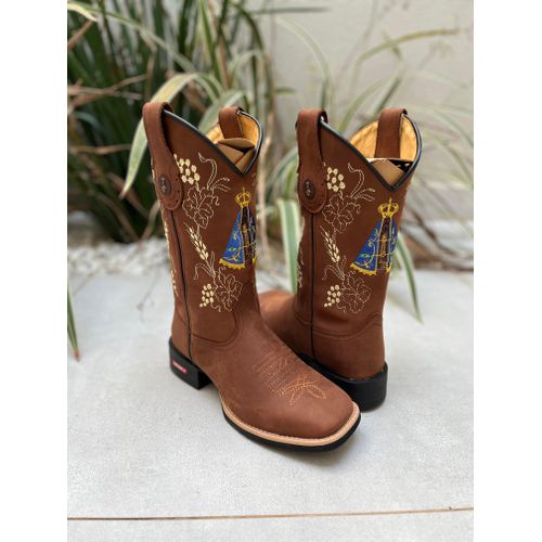 BOTA TEXANA EM COURO HORSE NESCAU NOSSA SENHORA E ... - Botas Texanas Bruto