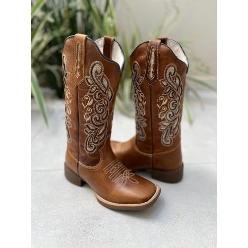 PRONTA ENTREGA - BOTA TEXANA EM COURO CARAMELO A L... - Botas Texanas Bruto