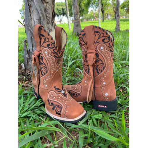 BOTA TEXANA EM COURO BORDADO TRIBAL COM TRICE E CO... - Botas Texanas Bruto