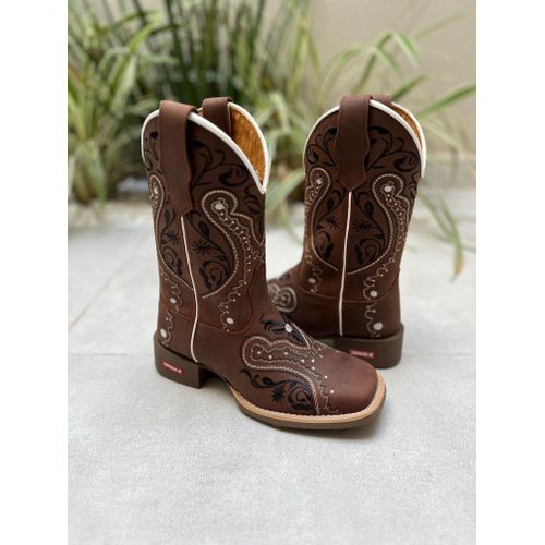 BOTA TEXANA EM COURO BORDADO TRIBAL CANO TRADICION... - Botas Texanas Bruto