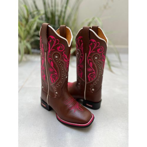 BOTA TEXANA EM COURO BORDADO TRIBAL COM SOLADO PRE... - Botas Texanas Bruto