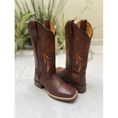 BOTA TEXANA EM COURO BORDADO FILTRO DOS SONHOS LAR... - Botas Texanas Bruto