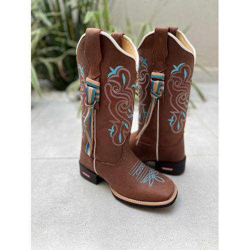BOTA TEXANA EM COURO BORDADO AZUL COM CORDINHAS - ... - Botas Texanas Bruto