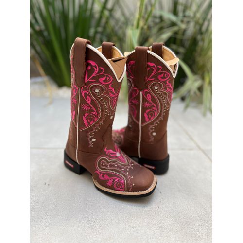 BOTA TEXANA EM COURO BORDADO TRIBAL ROSA E BRANCO ... - Botas Texanas Bruto