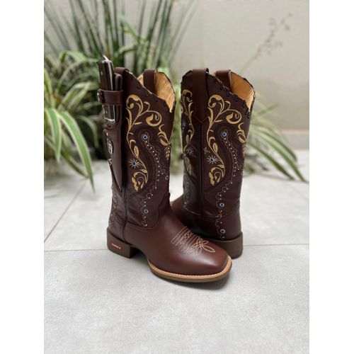 BOTA TEXANA EM COURO BORDADO TRIBAL COM KIT FACA +... - Botas Texanas Bruto