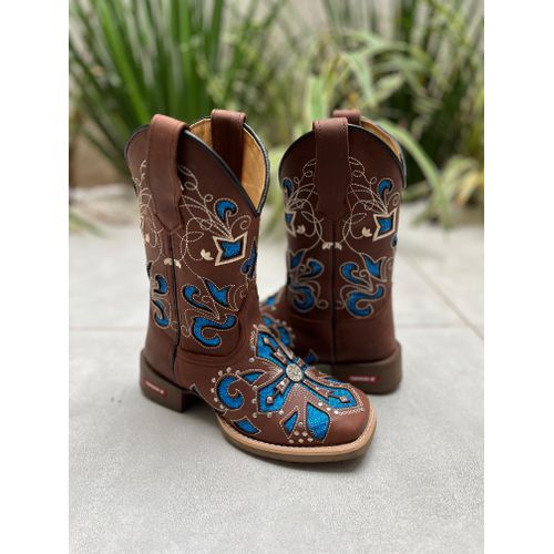 BOTA TEXANA EM COURO A LASER CRUZ BORDADO E GLITTE... - Botas Texanas Bruto