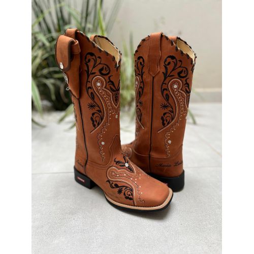 KIT TEXANA EM COURO BORDADO TRIBAL + BAINHA + CANI... - Botas Texanas Bruto
