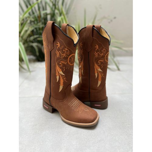 BOTA TEXANA EM COURO BORDADO FILTRO DOS SONHOS LAR... - Botas Texanas Bruto