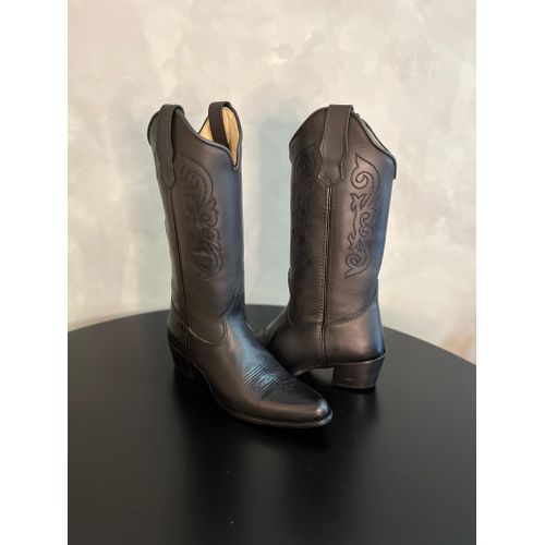 BOTA TEXANA EM COURO PRETO BORDADO ALL BLACK BICO ... - Botas Texanas Bruto