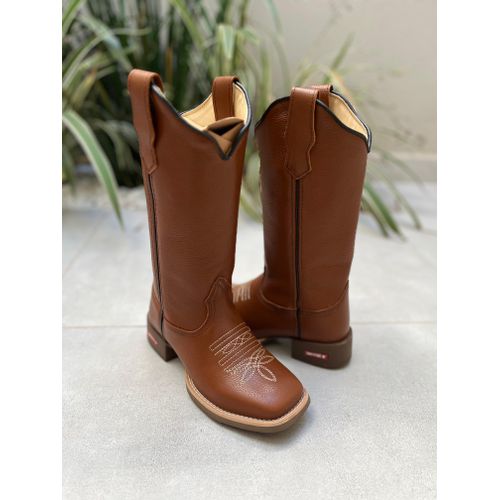 BOTA TEXANA EM COURO MUSTANG BASICA SOLADO MARROM ... - Botas Texanas Bruto