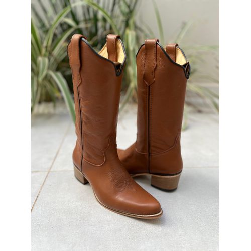 BOTA TEXANA BASICA EM COURO MUSTANG BORDADO FLORAO... - Botas Texanas Bruto